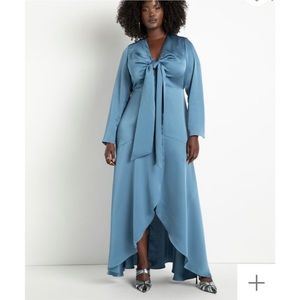 Eloquii Satin Gown with Tie Bodice